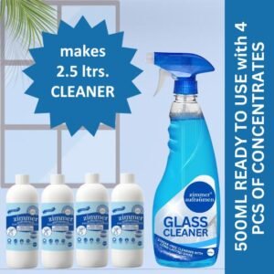 Glass Cleaner(500ml)+4x50ml Glass Cleaner Concentrates- makes 2.5 Ltrs. Cleaner