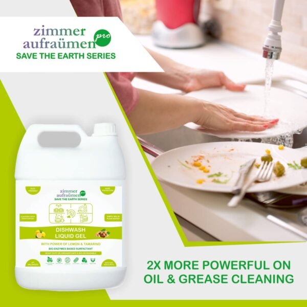 Zimmer Aufraumen Pro Dishwash Liquid Gel with Power of Lemon & Tamarind 5Lit.