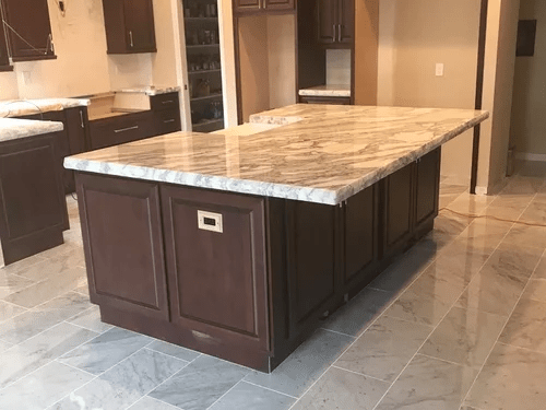 marble floor and countertop