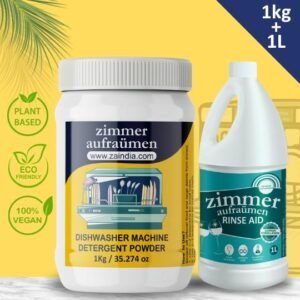 Zimmer Aufraumen Dishwasher Machine Detergent Powder (1Kg) & Rinse Aid (1L)