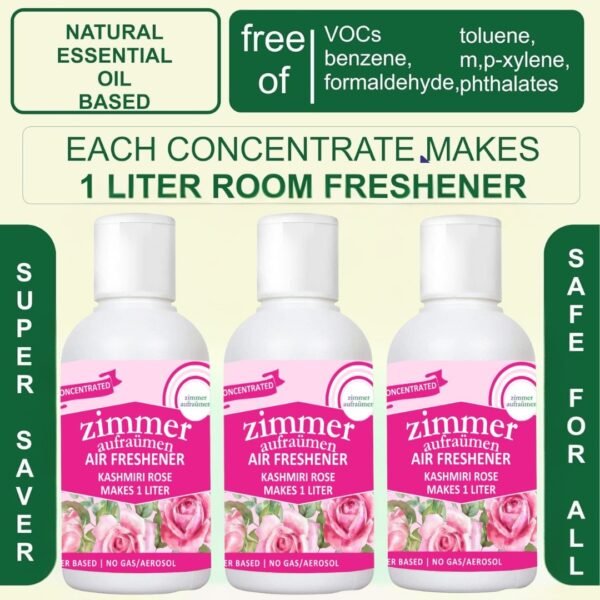Natural Air Freshener Concentrate (3X50 ml)-Makes 3L (Kashmiri Rose) - Image 6